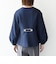 〈手洗い可能〉パフ スリーブ ノーカラー ジャケット［NAVY BLUE］