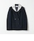〈手洗い可能〉ウールライク レース カラー ジャケット［NAVY BLUE］