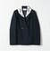 〈手洗い可能〉ウールライク レース カラー ジャケット［NAVY BLUE］