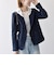 〈手洗い可能〉ウールライク レース カラー ジャケット［NAVY BLUE］
