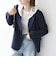 〈手洗い可能〉ウールライク レース カラー ジャケット［NAVY BLUE］