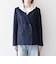 〈手洗い可能〉ウールライク レース カラー ジャケット［NAVY BLUE］