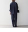 〈手洗い可能〉リボン モチーフ スタンドカラー シャツ ブラウス［NAVY BLUE］