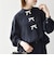 〈手洗い可能〉リボン モチーフ スタンドカラー シャツ ブラウス［NAVY BLUE］