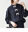 〈手洗い可能〉リボン モチーフ スタンドカラー シャツ ブラウス［NAVY BLUE］