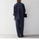 〈手洗い可能〉リボン モチーフ スタンドカラー シャツ ブラウス［NAVY BLUE］