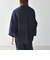 〈手洗い可能〉リボン モチーフ スタンドカラー シャツ ブラウス［NAVY BLUE］