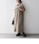 《予約》〈洗濯機可能〉ウールライク ポケット フレア ロング ワンピース［NAVY BLUE］