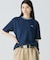 配色リブニットインディゴ鹿の子 半袖Tシャツ