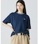 配色リブニットインディゴ鹿の子 半袖Tシャツ