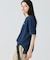 配色リブニットインディゴ鹿の子 半袖Tシャツ