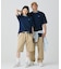 配色リブニットインディゴ鹿の子 半袖Tシャツ