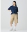 配色リブニットインディゴ鹿の子 半袖Tシャツ