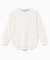 ラウンドヘム 配色リブカラー ワッフルボーダーロングスリーブTシャツ