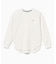 ラウンドヘム 配色リブカラー ワッフルボーダーロングスリーブTシャツ