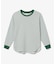 ラウンドヘム 配色リブカラー ワッフルボーダーロングスリーブTシャツ