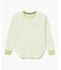 ラウンドヘム 配色リブカラー ワッフルボーダーロングスリーブTシャツ