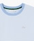 ラウンドヘム 配色リブカラー ワッフルボーダーロングスリーブTシャツ