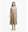 異素材コンビノースリーブドレス / フレアワンピース