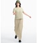 コットンリネン トーンオントーン ワンポイント刺繍半袖Tシャツ