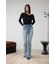 AZUL DENIM ラインストーンフレアデニム