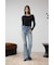 AZUL DENIM ラインストーンフレアデニム