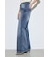 AZUL DENIM センタープレスフレアデニム ショート丈