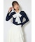 コットンレースリボンニットトップス