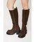 【SNSで話題の美脚チートブーツ！】SQUARE TOE KNEE ブーツ