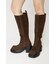 【SNSで話題の美脚チートブーツ！】SQUARE TOE KNEE ブーツ