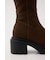 【SNSで話題の美脚チートブーツ！】SQUARE TOE KNEE ブーツ