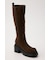 【SNSで話題の美脚チートブーツ！】SQUARE TOE KNEE ブーツ