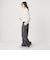 毛ポリエステルブレンド トロピカル サイドタック ワイドパンツ