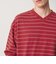 ウォッシュド ボーダー Vネック ロングスリーブ Tシャツ