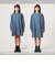 デニム スタンドカラー フリル ワンピース / キッズ 100cm-160cm