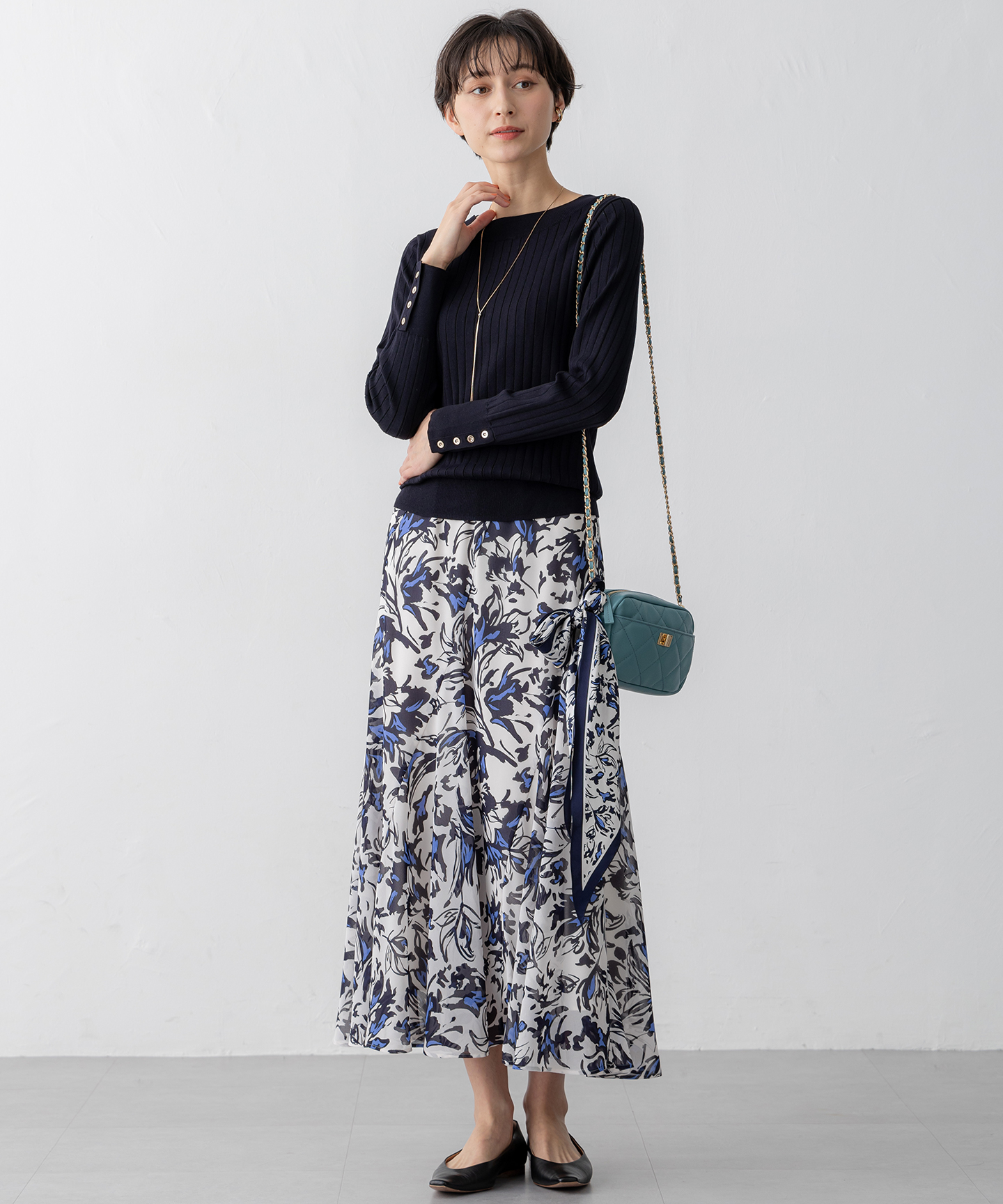 【洗える】シルキーレーヨンワイドリブ ニット