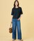 【洗える】BASIC STRETCH DENIM ワイド ストレート デニム