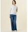 【洗える】BASIC STRETCH DENIM ワイド ストレート デニム