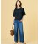 【洗える】BASIC STRETCH DENIM ワイド ストレート デニム