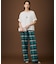 【SHIHOさん着用・セットアップ対応】コットンリネンチェックワイドストレート パンツ