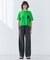 【洗える】NADIA / レザーポケット付き半袖ニットTシャツ