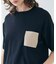 【洗える】NADIA / レザーポケット付き半袖ニットTシャツ