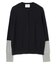 CHLOR / ウールシルク配色クルーネックカーディガン
