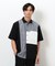 ウールライク ショートポイントカラー ブロッキング半袖シャツ