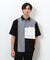 ウールライク ショートポイントカラー ブロッキング半袖シャツ