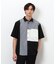 ウールライク ショートポイントカラー ブロッキング半袖シャツ