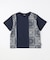 バンダナ柄プリント 切替半袖Tシャツ