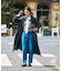 【ブルー】ダブルクロスセンタープレスパンツ