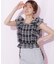 シャーリングシアーリングチェックブブラウス