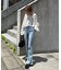 【4サイズ展開XS-L] 内スリットベルボトムデニムパンツ